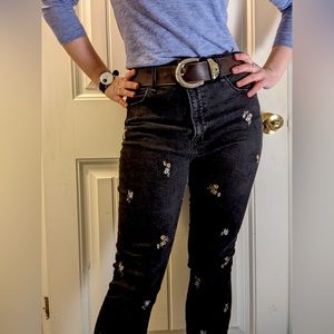 Abercrombie High Rise Dainty Flower Embroidered Skinny Jeans